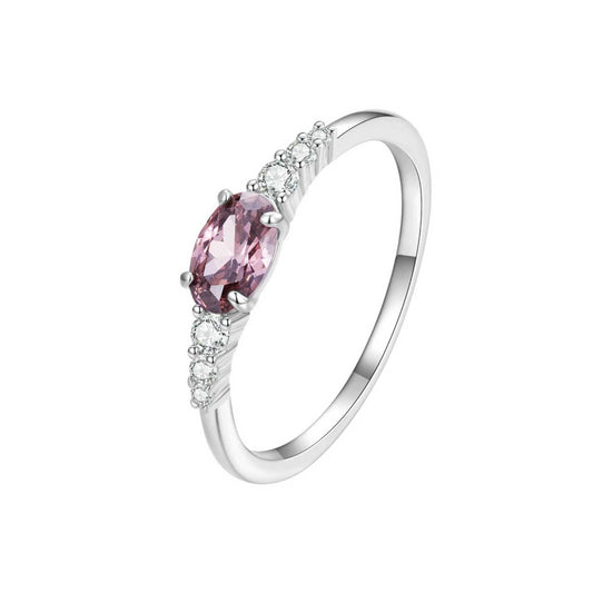 Oval Gemstone and Diamond Band Ring
