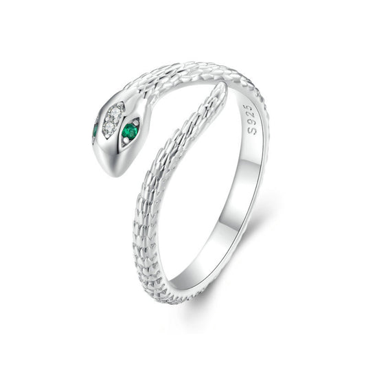 Green-Eyed Snake Open Ring