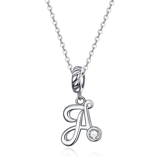 Vintage Letter A to Z Initial Long Chain Pendant Necklace