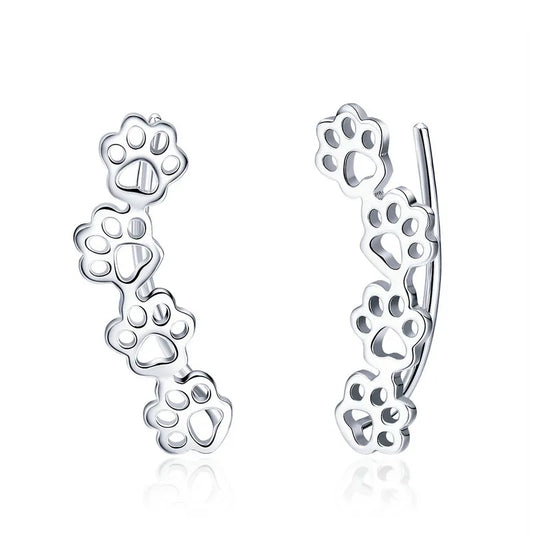 Paw Trail Cat And Dog Footprints Stud Earrings