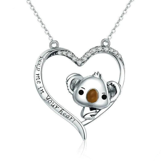 Lovely Koala in Heart Pendant Necklaces