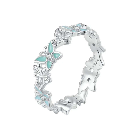 Baby & Mom Green Butterflies Love Ring