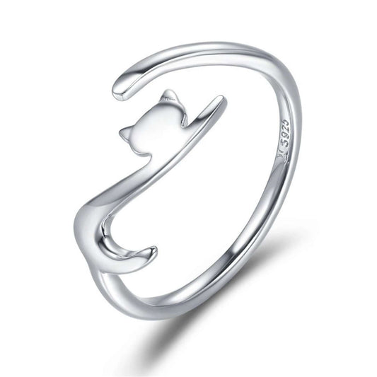 Cat with Long Tail Adjustable Ring