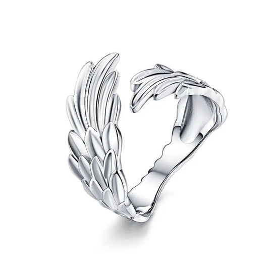 Angel Wing Fashion Statement Silver Ring