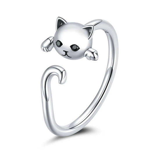 Sterling Silver Cute Cat Ring