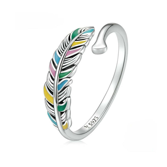 Colored Feather Adjustable Ring