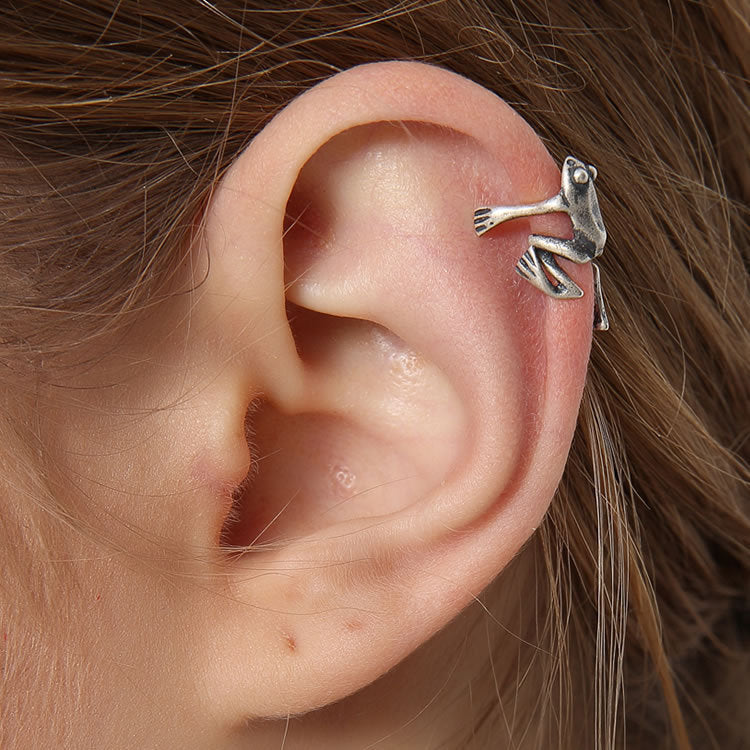 Vintage Sterling Silver Frog Ear Cuff Single
