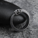 3D Snake Bone Punk Silver Ring