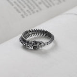 3D Snake Bone Punk Silver Ring