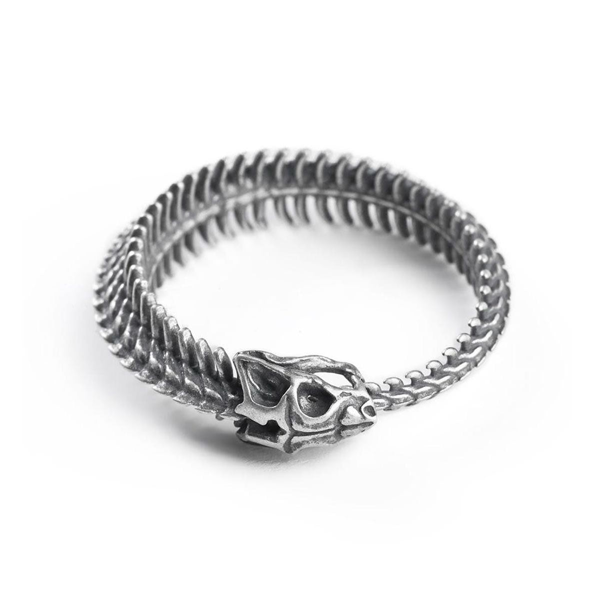 3D Snake Bone Punk Silver Ring