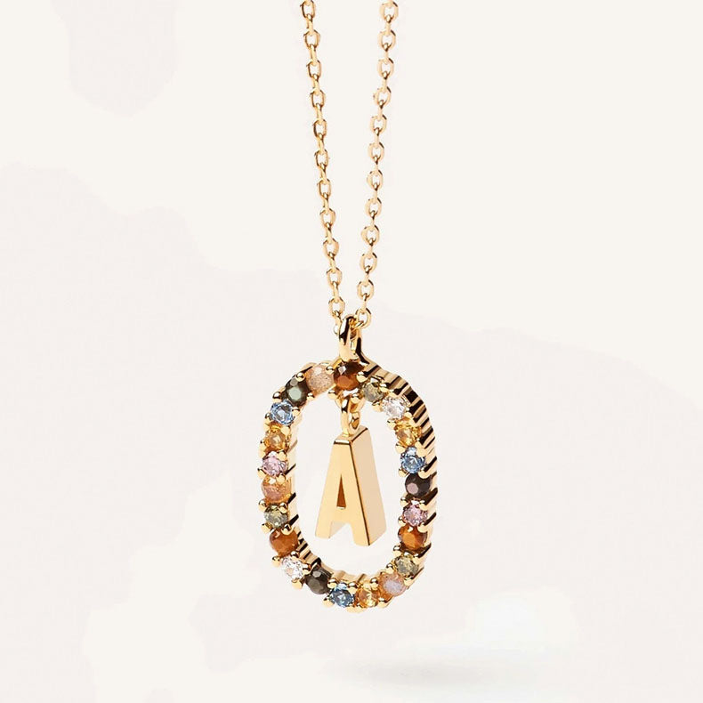Colorful Gemstone Initial Necklace