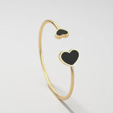 Double Black Heart Cuff Bangle