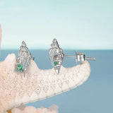 Conch Inlaid Green Stud Earrings