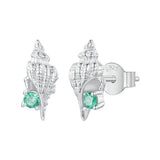Conch Inlaid Green Stud Earrings
