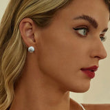 Inlaid Green Zirconia Hoop Earrings