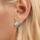 Inlaid Green Zirconia Hoop Earrings