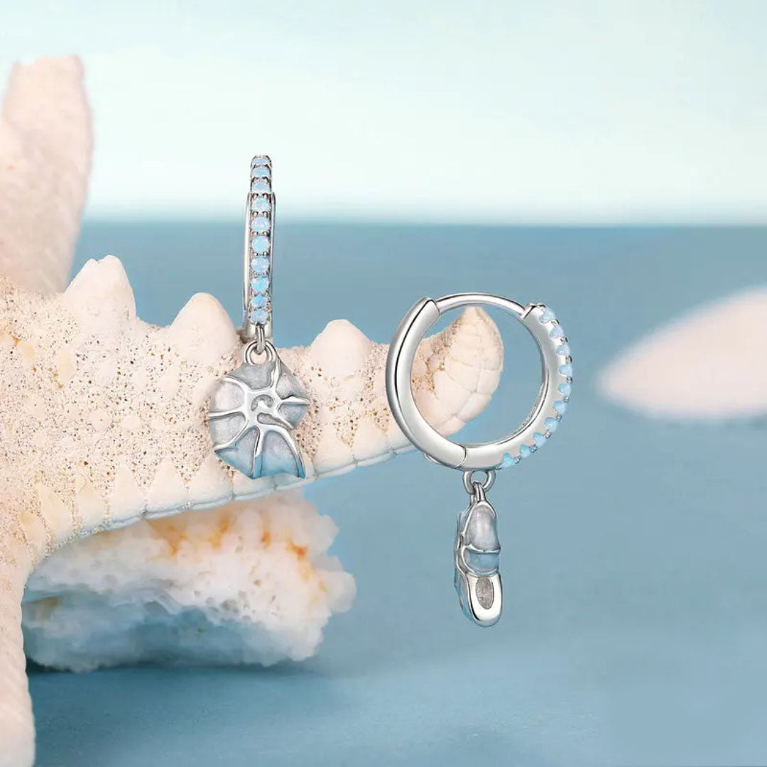 Blue Conch Ear Buckles Sea Shell Drop