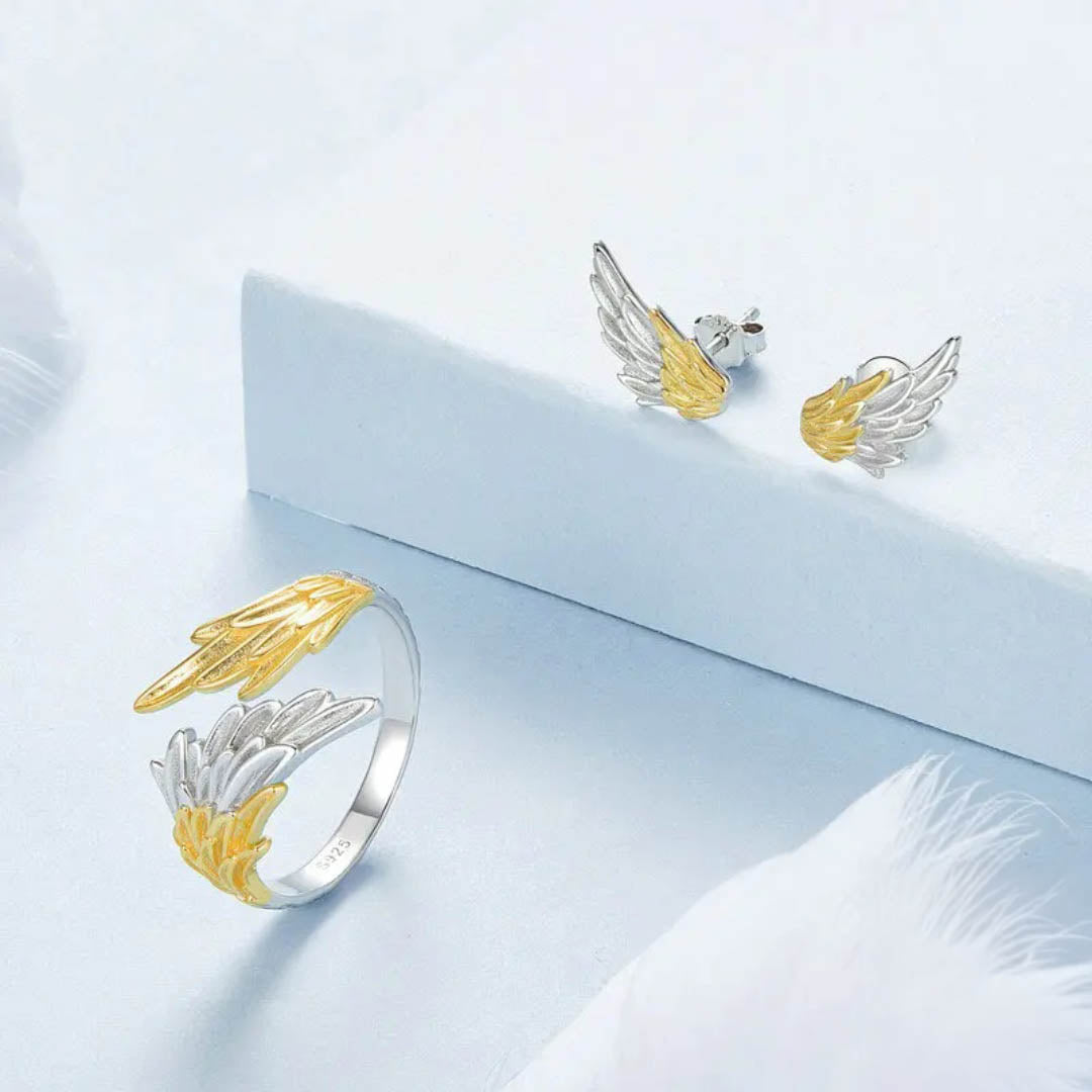 Dainty Angel Wing Stud Earrings
