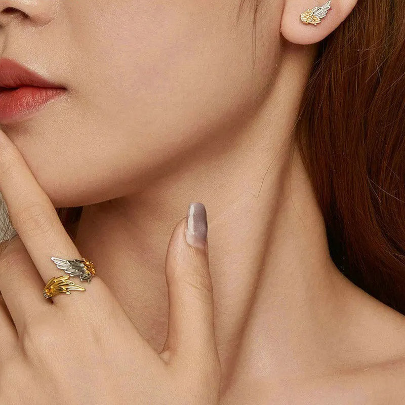 Dainty Angel Wing Stud Earrings