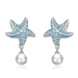 Ocean Blue Zircon Starfish Stud Earrings