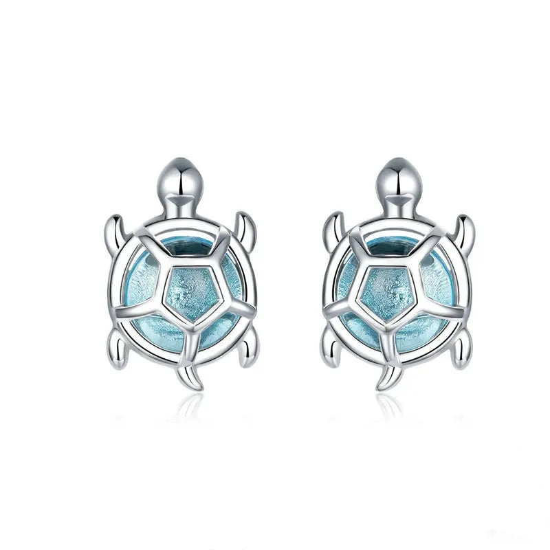 Ocean Blue Turtles Stud Earrings