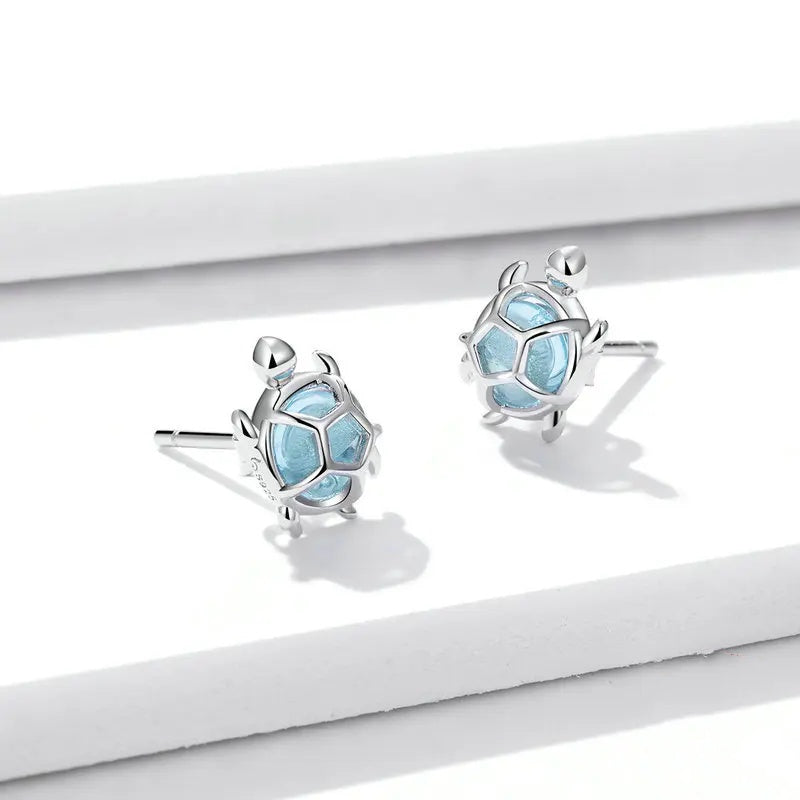 Ocean Blue Turtles Stud Earrings