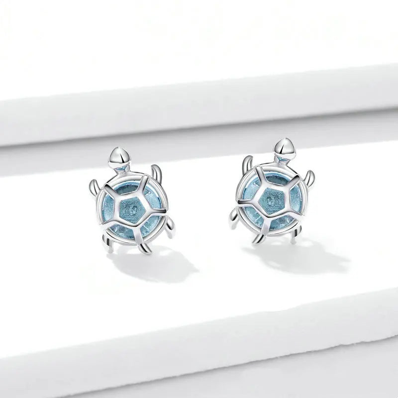 Ocean Blue Turtles Stud Earrings