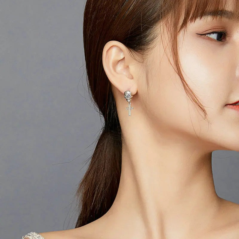 Skull with Cross Stud Earrings