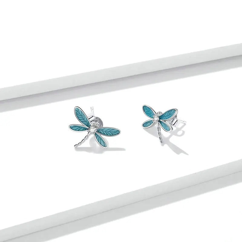 Dragonfly Stud Earrings Silver Jewelry
