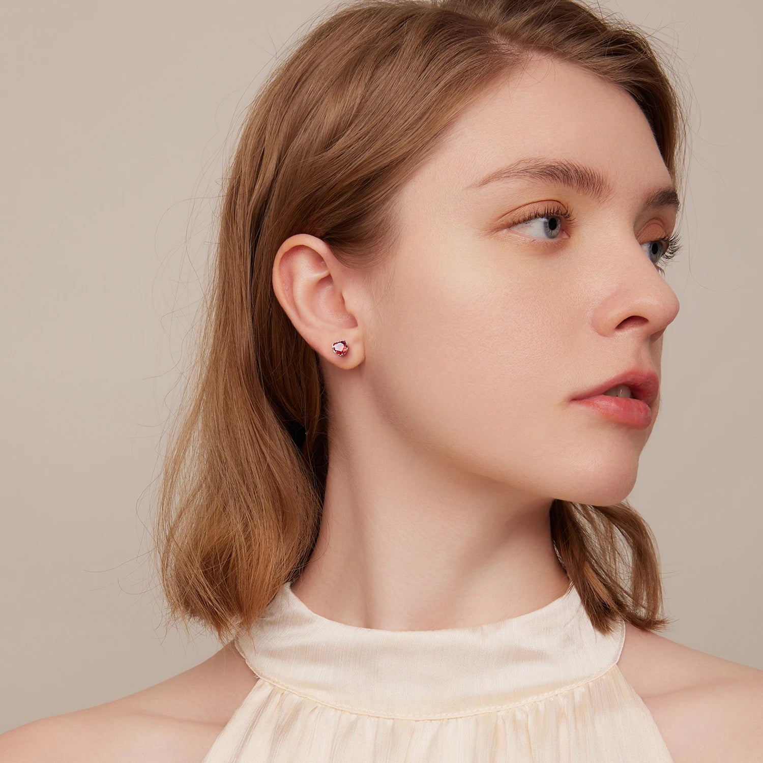 Heart Birthstone Stud Earrings