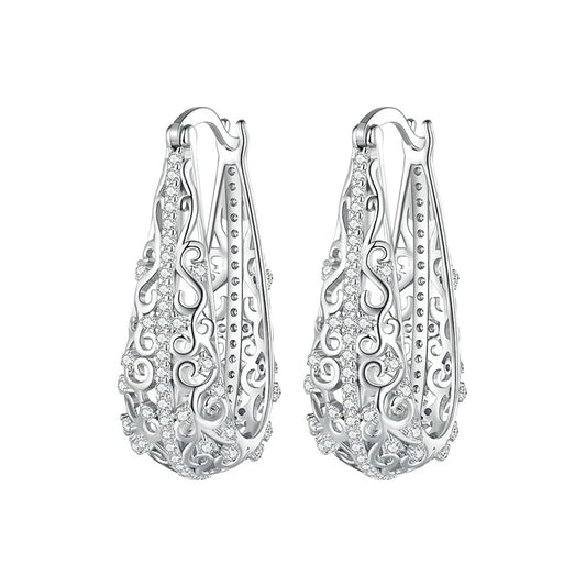 Decorative Vine Hollow Pattern Hoop Waterdrop Earrings