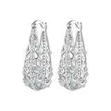 Decorative Vine Hollow Pattern Hoop Waterdrop Earrings