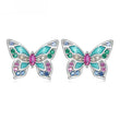 Colorful Zircon Butterfly Stud Earrings