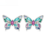 Colorful Zircon Butterfly Stud Earrings