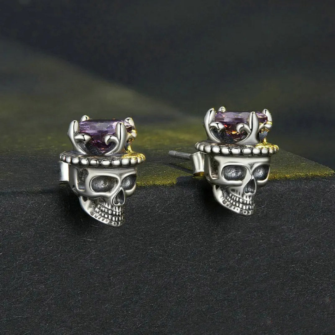 Retro King of Skull Stud Earrings