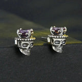 Retro King of Skull Stud Earrings