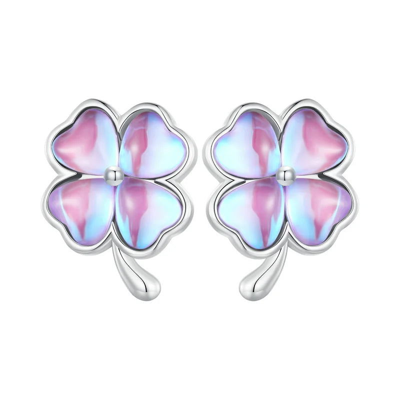 Lucky Four Leaf Clover Stud Earrings