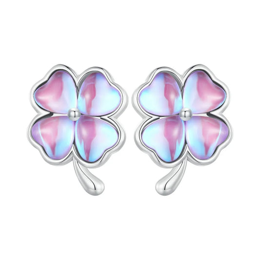 Lucky Four Leaf Clover Stud Earrings