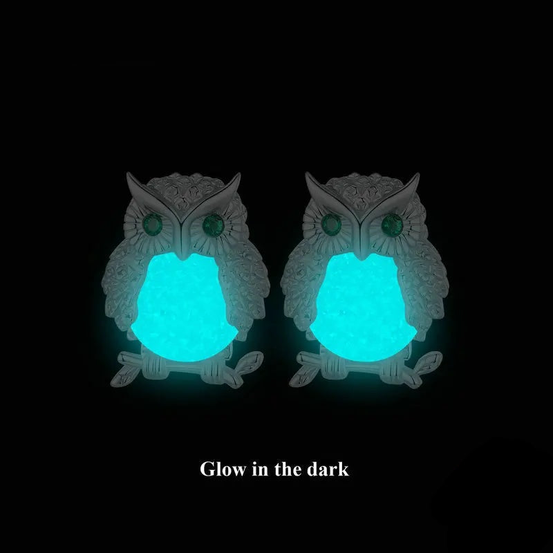 Owl Stud Earrings Luminous Stone