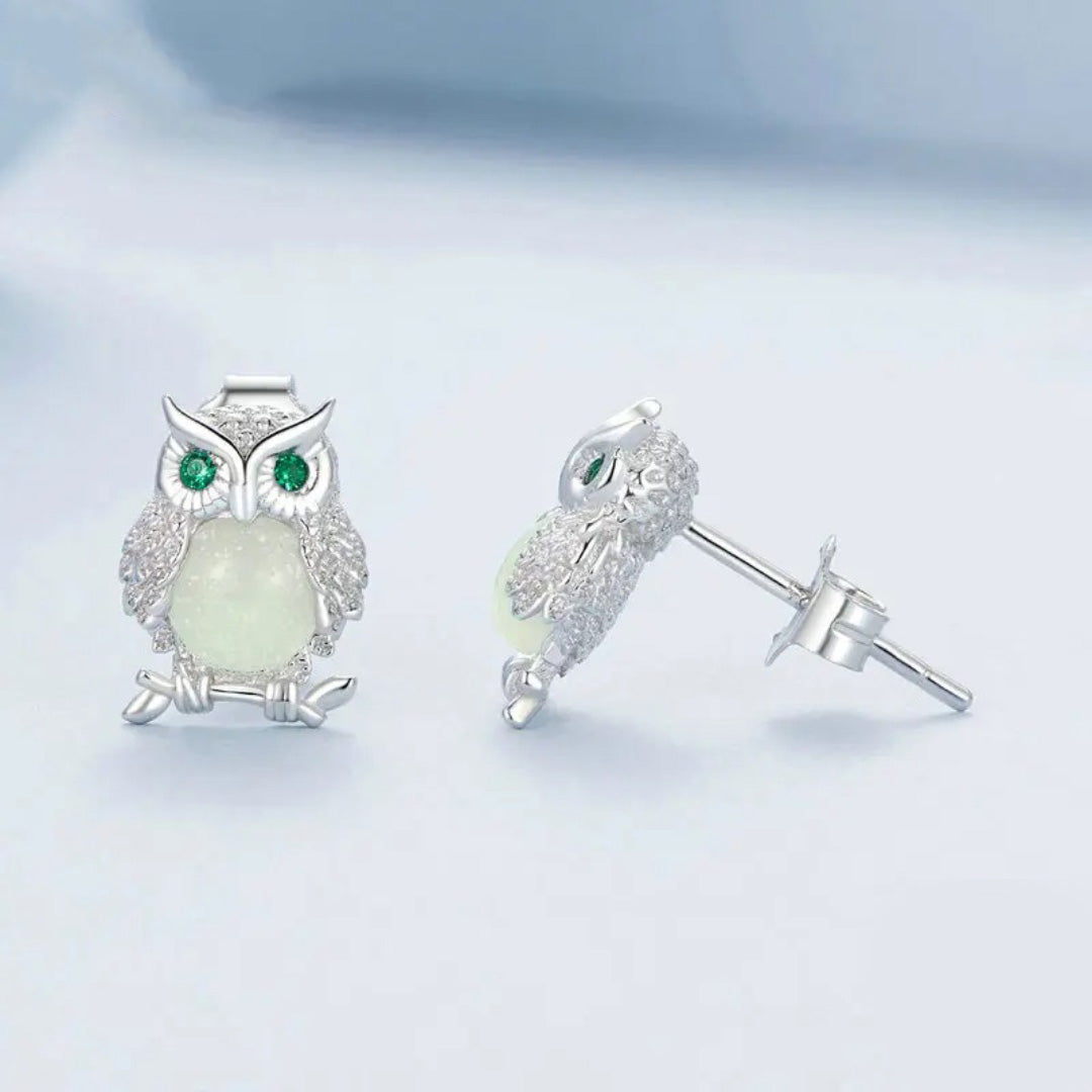 Owl Stud Earrings Luminous Stone