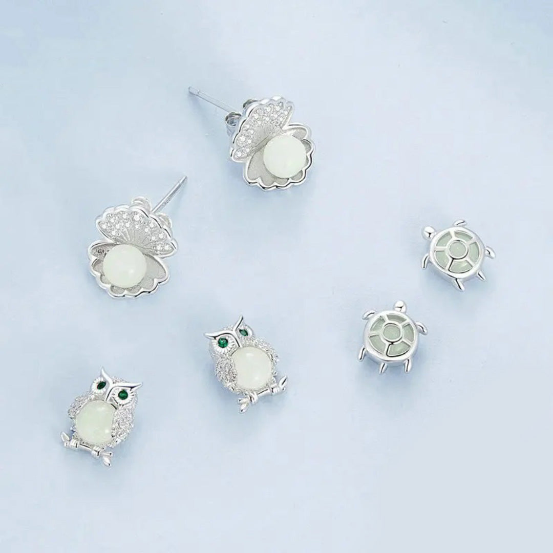 Owl Stud Earrings Luminous Stone