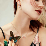 Butterfly and Flower Choker Necklace Korean Style