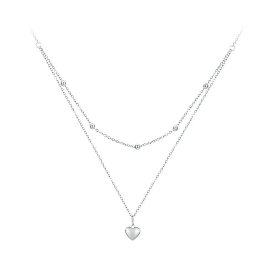 Heart Pendant Double Layer Choker Necklace
