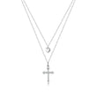 Cross and Heart Double Layer Pendant Necklace