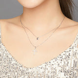 Cross and Heart Double Layer Pendant Necklace