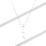 Cross and Heart Double Layer Pendant Necklace