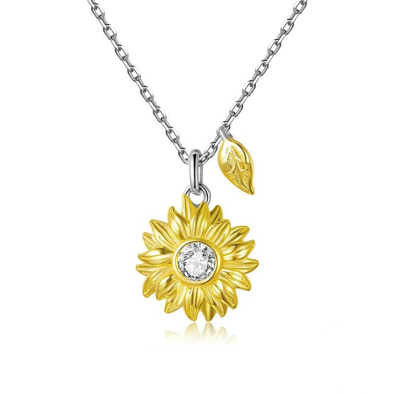 Gold Color Lucky Sunflower Pendant Necklace
