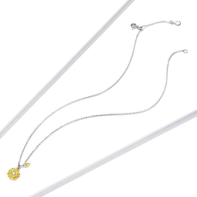 Gold Color Lucky Sunflower Pendant Necklace