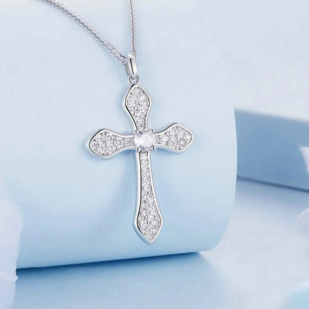 Faithful Crucifix Cross Pendant Necklace Solid Sterling Silver