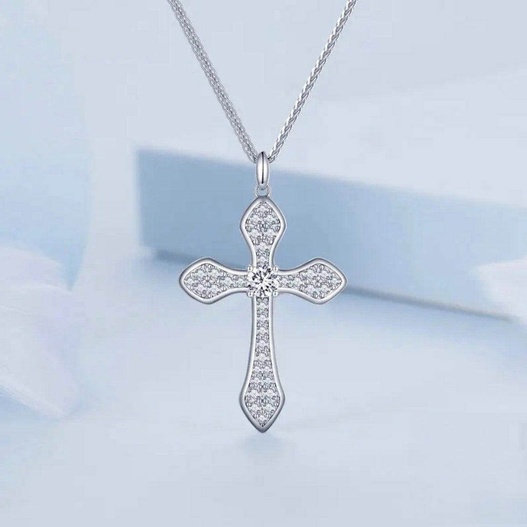 Faithful Crucifix Cross Pendant Necklace Solid Sterling Silver